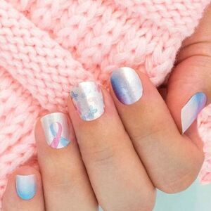 Color Street |  Never Forgotten pink & blue butterfly watercolor shimmer nails